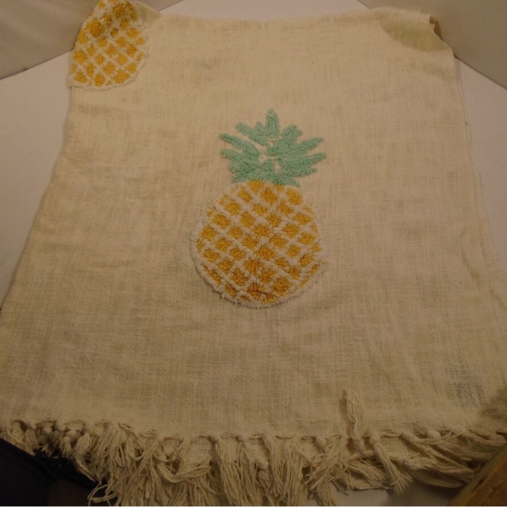 India Chenille Pineapples Woven tassel fringe throw blanket envogue